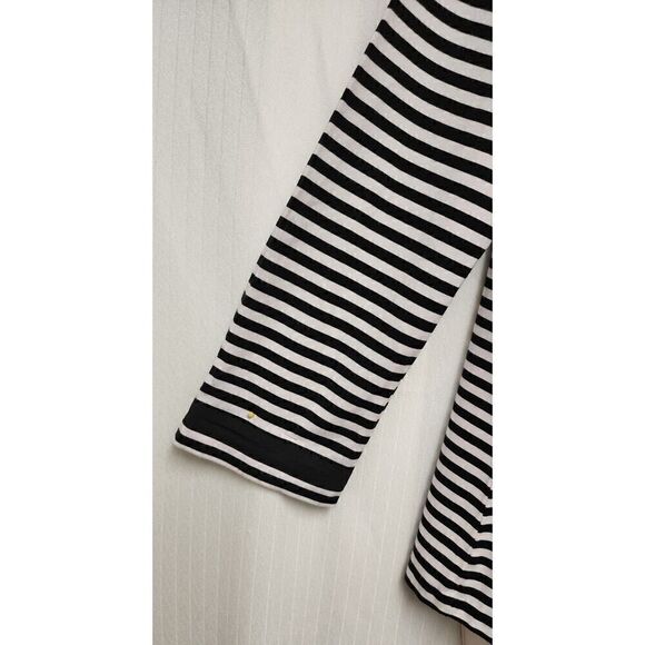 Talbots Womens Top Black White Stripe Knit 3/4 Sleeve Blouse Size PL - Picture 7 of 7